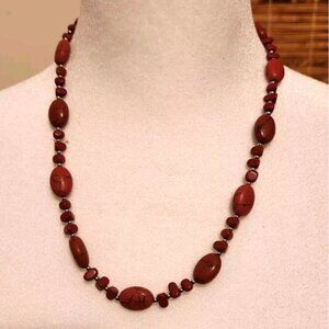 Red Beaded Necklace Lobster Clasp Chaps southwest womens jewelry